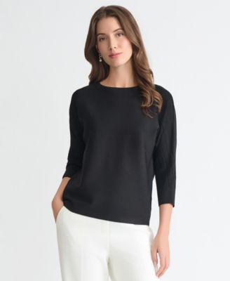 Women's Boat-Neck Multi-Stitch Dolman-Sleeve Sweater 