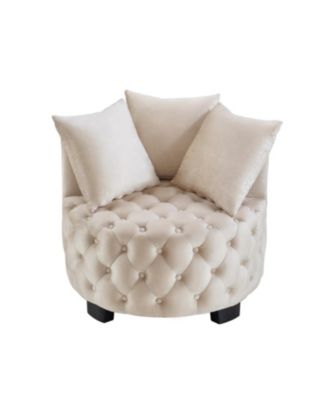 Contemporary Upholstered Tufted Leisure Chair Accent Chair Taupe