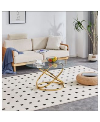 Round Tempered Glass Coffee Table - 80x80x45cm