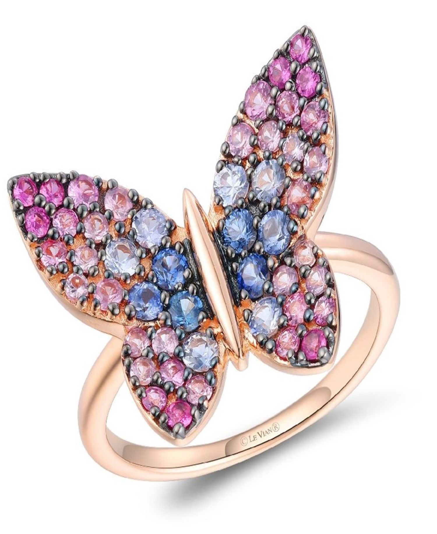 Sapphire Ombre Butterfly Ring (1.15 ct. t.w.) in 14k Strawberry Gold