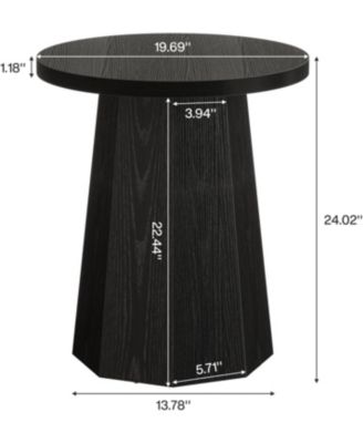 Farmhouse Round End Table, Black Nightstand Pedestal Accent Furniture for Living Room, Bedroom (1)