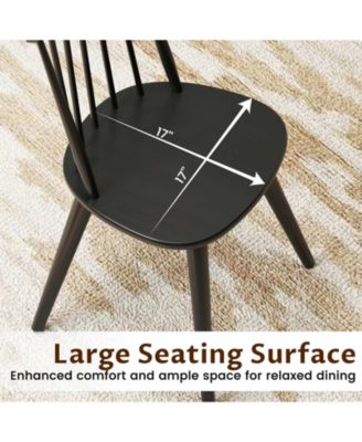 Windsor Dining Chairs Set of 4 w/Rubber Wood Frame High Spindle Back for Home