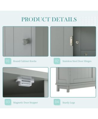 Grey Storage Cabinet with Adjustable Shelves Modern Design