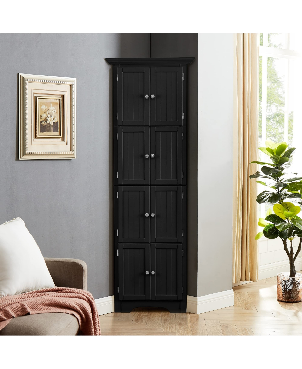 Lovmor 72 Inch Corner Cabinet with Shelves