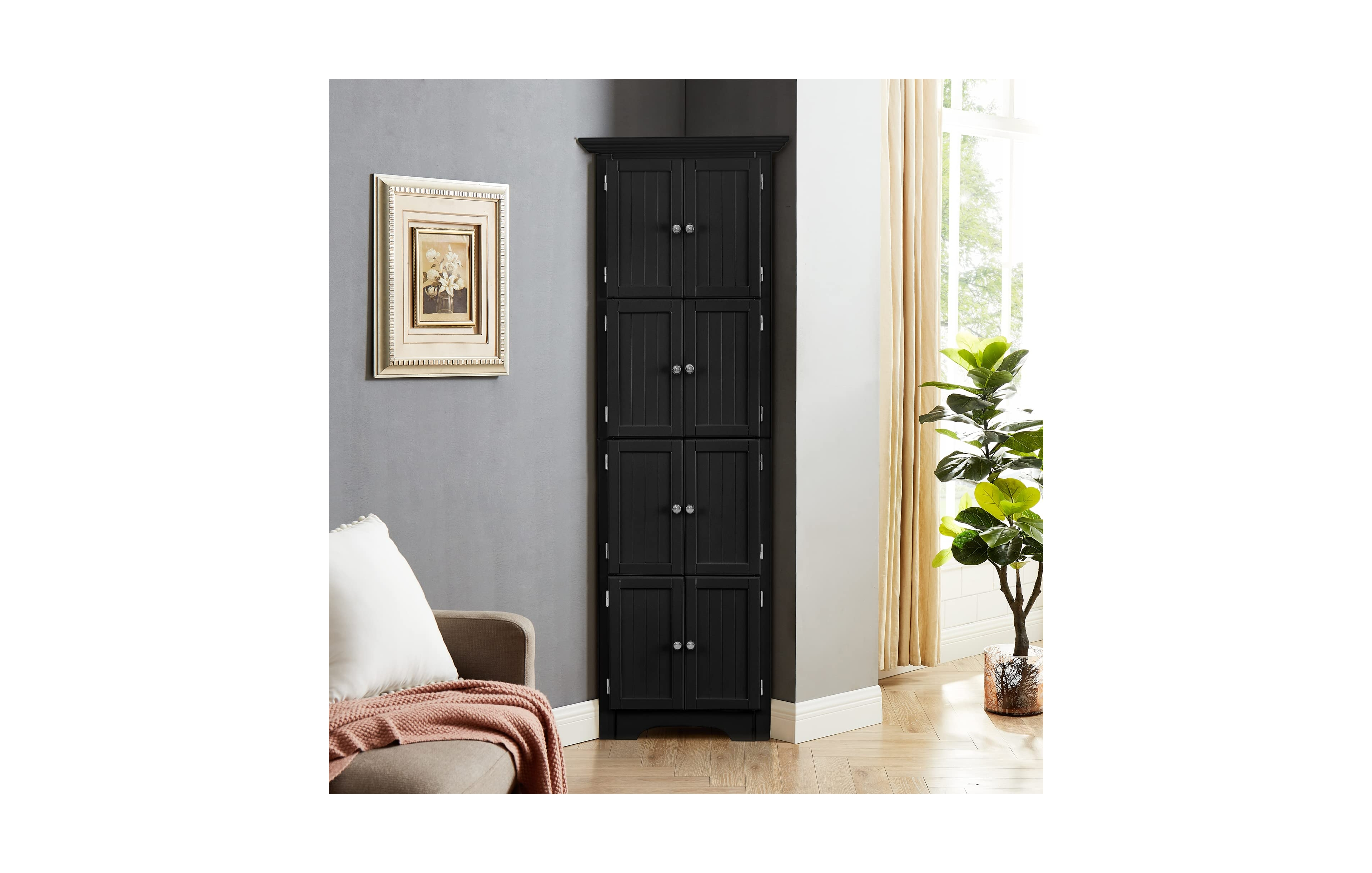 Lovmor 72 Inch Corner Cabinet with Shelves