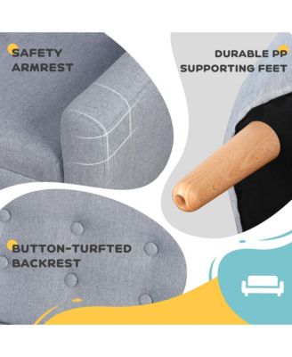 Cozy Children Sofa Couch Sturdy Wood 2 Seat Armrest Chair Kids Grey