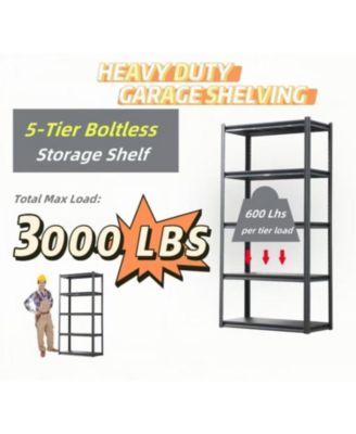 5-Tier Heavy-Duty Metal Storage Shelves, Adjustable for Garage, Basement, Kitchen