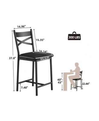 Bar Stools Set Of 4, PU Upholstered Bar Chairs, Kitchen Island Chairs With X-Shaped Backrest And Metal Footrest Chairs For Dining Room