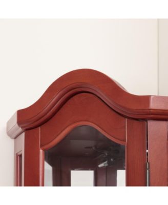 Lighted Cherry Corner Curio Cabinet