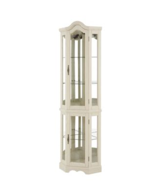 Lighted Corner Curio Cabinet - Tempered Glass - White