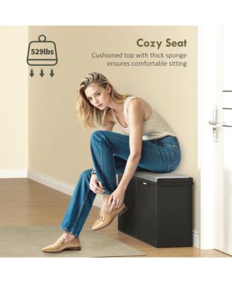 Entryway Shoe Bench with Cushion and Storage