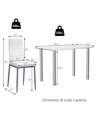 5 Piece Dining Set Table 29.6'' and 4 Chairs Glass Metal Kitchen Breakfast Furniture