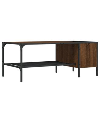 Coffee Table Brown Oak and Black Engineered Wood and Metal Medium