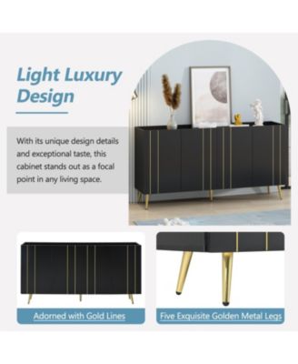 Modern Luxe Shoe & TV Cabinet with Gold Doors