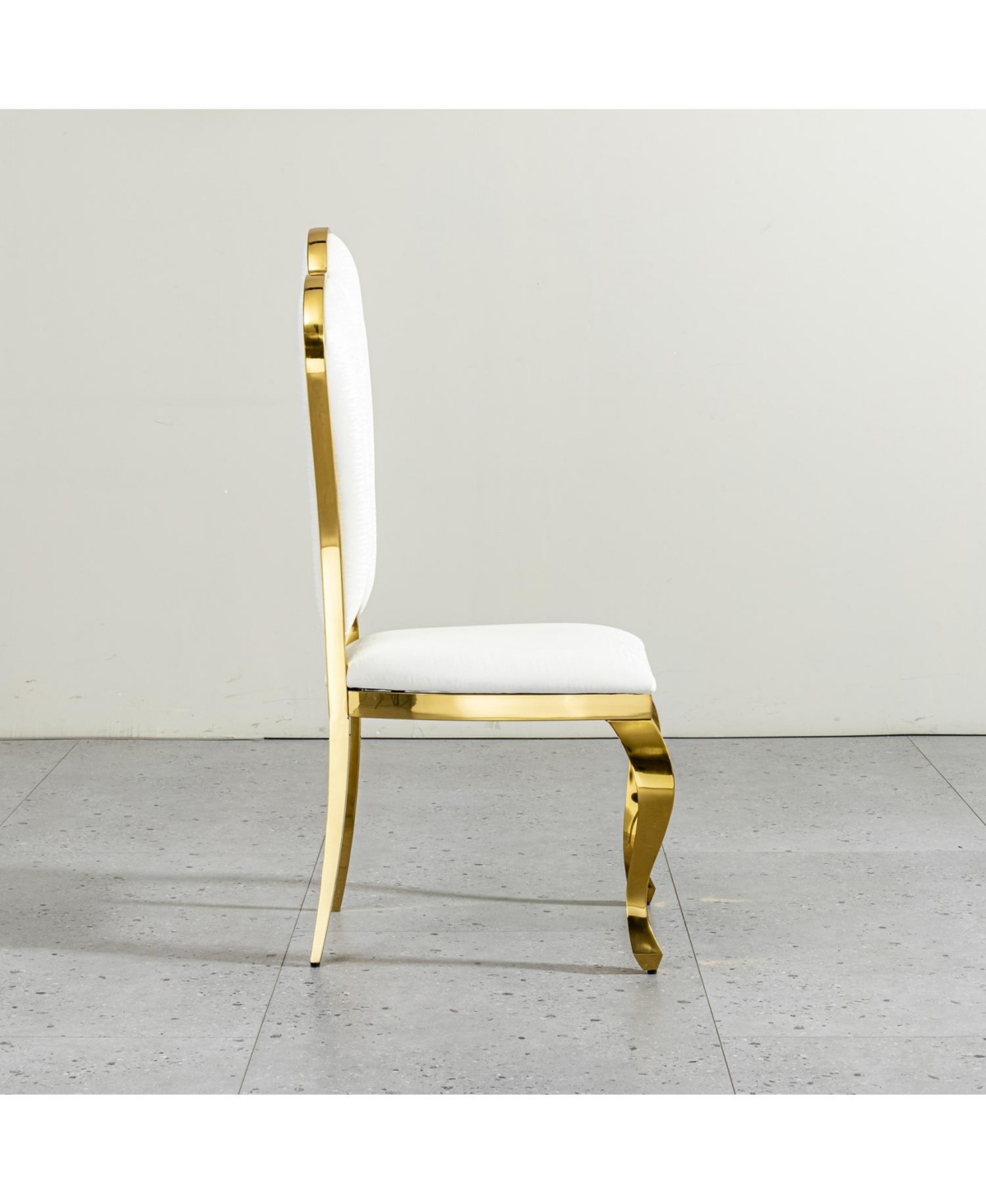 Streamdale Furniture Streamdale Dining chair stainless steel legs with white Pu leather set of 2pcs