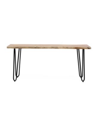  Modern Industrial Acacia Wood Dining Bench