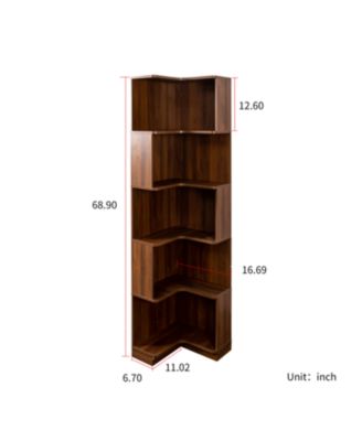 Streamdale 5-Tier Corner Bookshelf with LED Lights