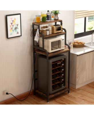 Vintage 4-Tier Mini Fridge Stand with Storage