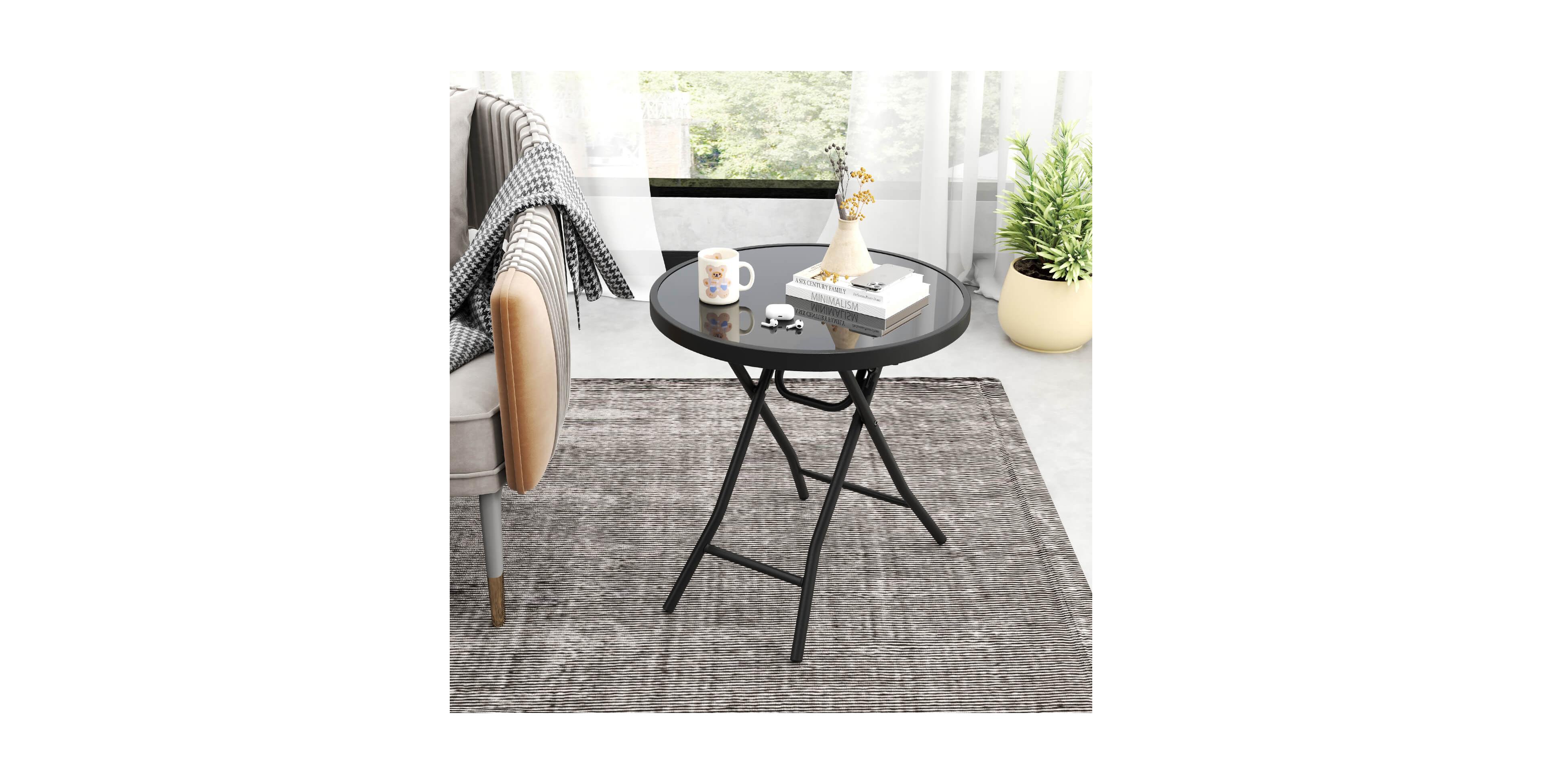 Costway 18" Folding Side Table Round Compact Coffee Table
