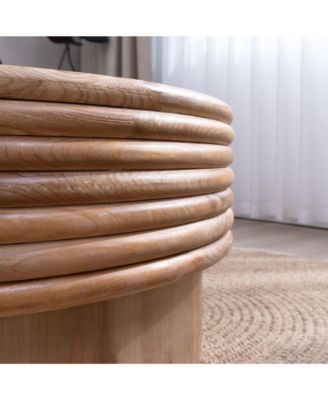 Round Wooden Coffee Table with Hidden Storage - 30.3" Modern Rustic Centerpiece for Living Room