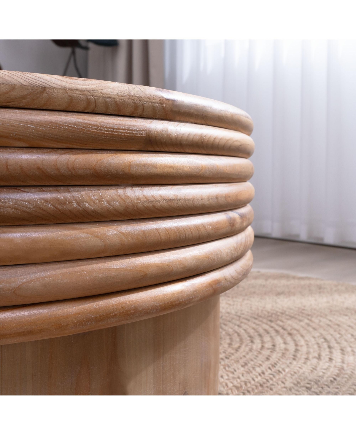 Lovmor Round Wooden Coffee Table with Hidden Storage