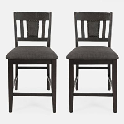 Upholstered Slatback Counter Height Stool with Nailhead Trim (Set of 2)