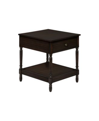Accent Table, 2 Tier, End, Side Table, Square, Nightstand, Bedroom, Lamp, Brown Veneer, Traditional