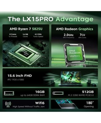 LX15 Pro Laptop with AMD Ryzen 7 5825U Processor and 15.6" Display