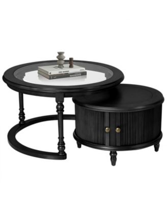 Streamdale Modern Nesting Coffee Table Set with Glass and Solid Wood Frame