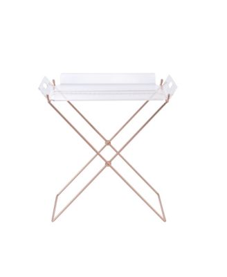 Rectangular Tray Table with Removable Clear Acrylic Top, Metal X-Frame Base, 100 lbs Capacity, Modern Accent Table