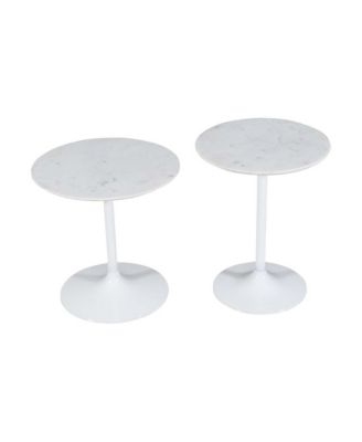Camille Solid Marble and Iron Modern Luxury Accent Tables (Set of 2