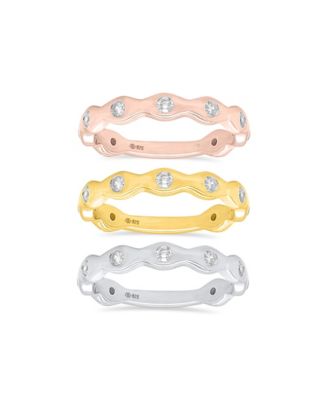 3-Pc. Lab-Grown Diamond Stack Ring (1.ct. t.w.) Set in Sterling Silver, 14k Yellow Gold Plating & 14k Rose Gold Plating Sterling Silver
