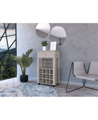 12 - Bottle Wine Cabinet with Four Legs Open Shelf and 27.44in Top