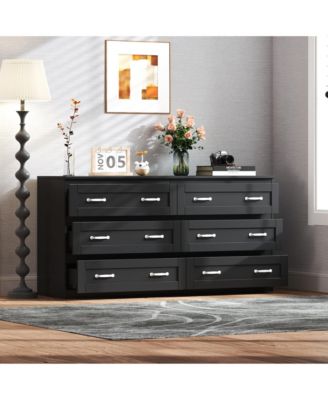 Modern Wood Side Cabinet with 6 Drawers