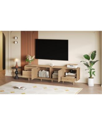 Boho TV Stand for 65-85 Inch TVs, Entertainment Center with Storage & Drawers