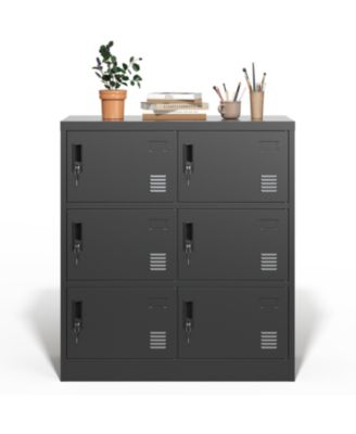 Streamdale 6-Door Employee Storage Locker w/ Card Slot (Black)