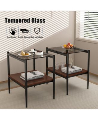 Streamdale 3-Piece Modern Gray Glass Living Room Table Set