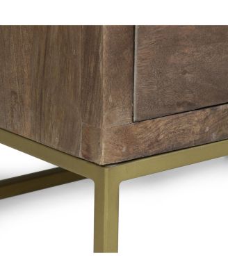 Gold Fish Scale 3-Drawer Mango Wood Contemporary Side Table