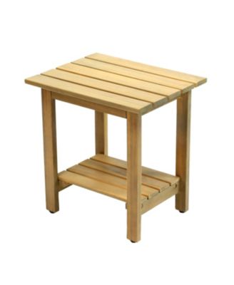Kellie 16.1" Cottage Classic Slatted Solid Acacia Wood Indoor/Outdoor Side Table with Shelf