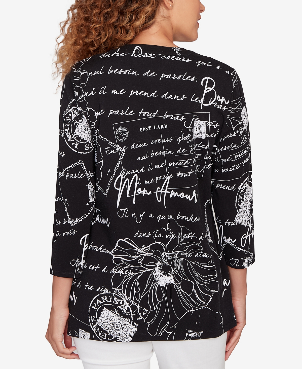 Ruby Rd. Petite Parisian Print Embellished Knit Top