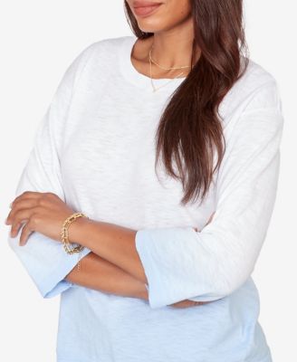 Petite Dip Dye Ombre Cotton Pullover Sweater