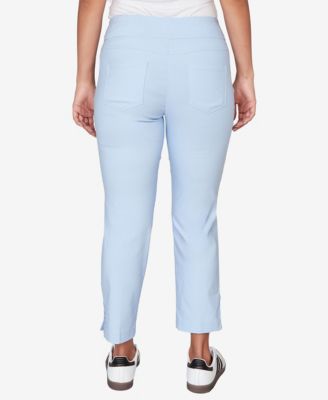 Petite Lace Trim Pull On Silky Tech Ankle Pants