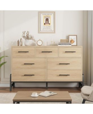 52" Wide 7-Drawer Dresser, Freestanding Wooden Closet Storage Chest for Bedroom, Living Room, Entryway