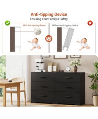 6-Drawer Dresser – Modern Wooden Chest with Metal Handles, Perfect Organizer for Bedroom, Closet, or Living Room.