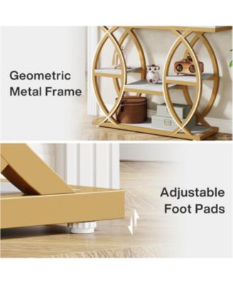 39.4" Console Table, Industrial 4-Tier Sofa Table Entryway Table, Narrow Wood Accent Tables with Metal Frame