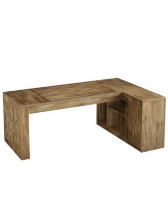 70.8" Executive Desk with File Cabinet, L-Shaped Office Desk with Storage Shelves