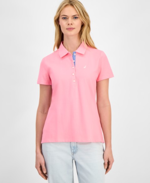 Женские рубашки Nautica Women's Short-Sleeve Polo-Collar Shirt
