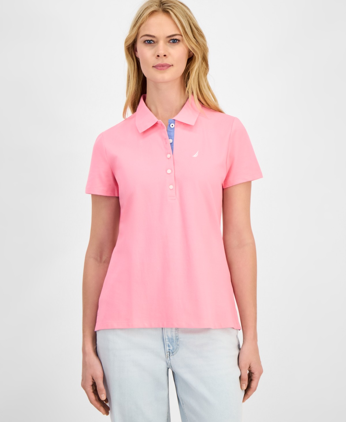 Женские рубашки Nautica Women's Short-Sleeve Polo-Collar Shirt — фото 1