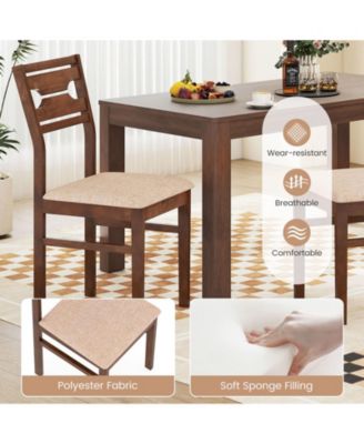 Dining Chair Set of 4 w/ Rubber Wood Frame Padded Seat Curved Backrest