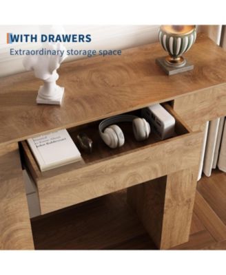47" Console Table with Drawer – Wooden Industrial Farmhouse Sofa Table for Entryway, Hallway, or Behind Couch
